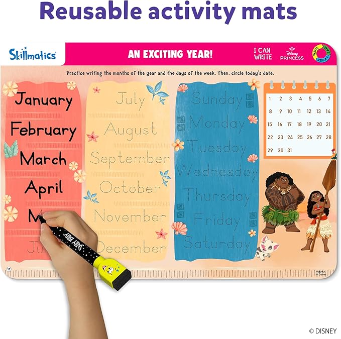 Skillmatics I Can Write Disney Princess - Reusable Preschool Learning Activities, Educational Toy and Game, Back to School Supplies, Gifts for Students, Kids, Toddlers Ages 3, 4, 5, 6