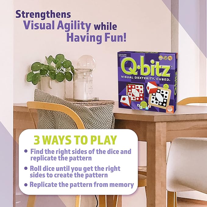 Mindware Q-Bitz Pattern Matching Fun Board Games for Family Game Night | Ages 8 and up 2-4 Players