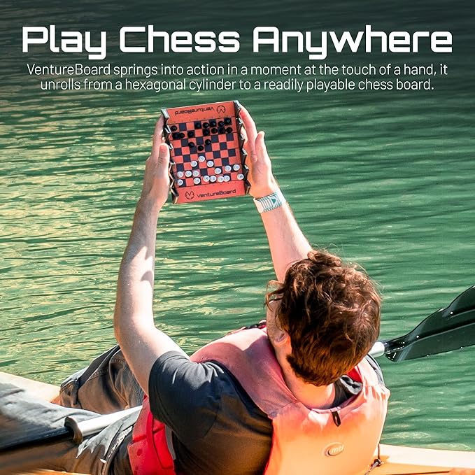 6 Inches Magnetic Unique Chess Set Board Game - 2 Extra Queens - Folding Board, Portable Travel Chess Board Game Pieces - Black/Grey