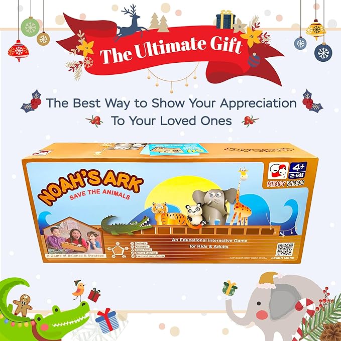 Noah's Ark Toy, Balancing Game Religious Stacking Educational Board Game with Animal Toy, 50 Animals