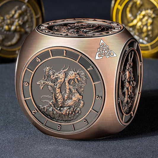 7 in 1 Spinner DND Dice Set D&D, Metal D and D Dice with Gift Box, Dungeons Dragons Role Playing Dice, Copper