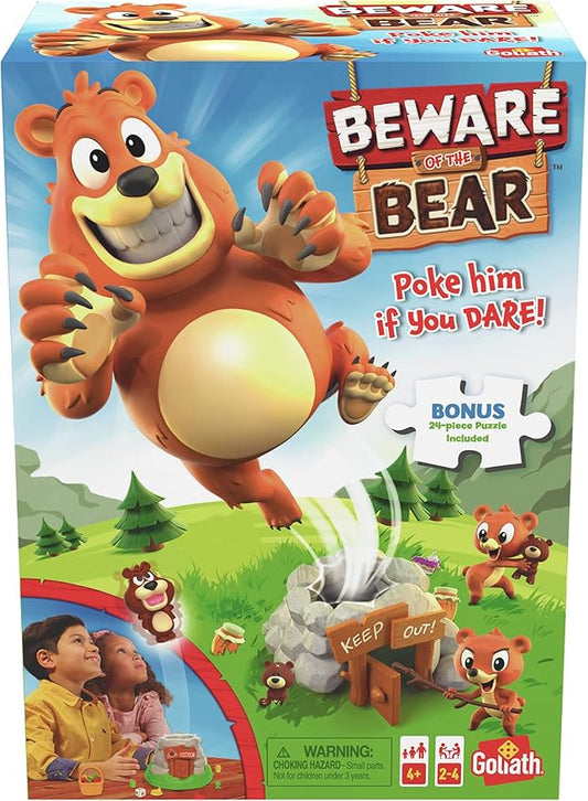 Beware of The Bear Game - Poke The Bear and Sneak The Goodies Before He Wakes Up - Includes 24-Piece Puzzle by Goliath, Multi Color, 919582
