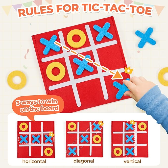 JoyCat Tic Tac Toe Strategic Board Game for Kids and Family,Birthday Party Favors,Goodie Bag Stuffers,End of Year Student Gifts with Envelope,Easy to Store(Bulk Pack of 48)
