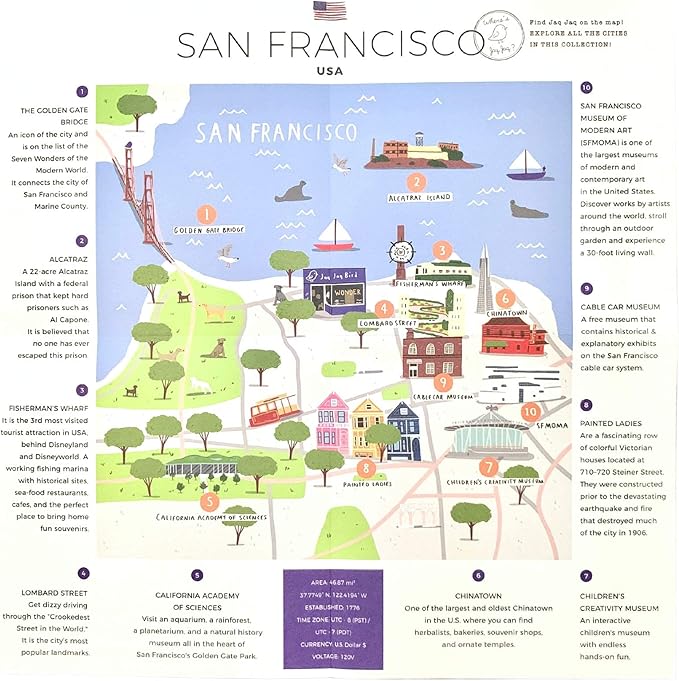 Jaq Jaq Bird Cities of Wonder Erasable Book - San Francisco