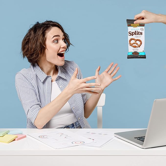 Unique Snacks Extra Salt Splits Pretzels, Original Split-Open Pretzels, Delicious Homestyle Baked Snack Bag, OU Kosher, and Non-GMO Food, No Artificial Flavor, 11 Oz. Bag, Pack of 3