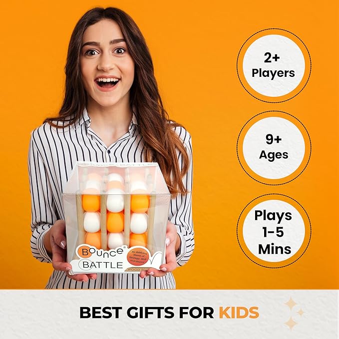 Wood Edition Game Set - Multiplayer Fun Games for Kids & Adults - Addictive Bounce Ball Games w/Multiple Battle Styles - Ultimate Family Games of Strategy & Chance