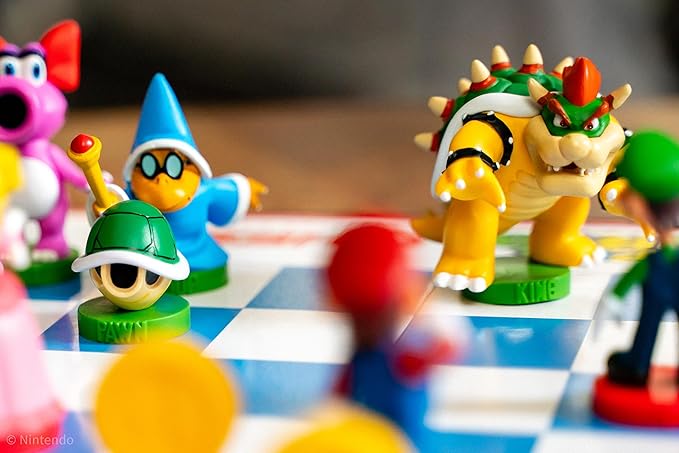 Super Mario Chess Set | 32 Custom Sculpt Chess Pieces Including Iconic Characters - Mario, Luigi, Peach, Toad, Bowser | Super Mario Themed Chess Game
