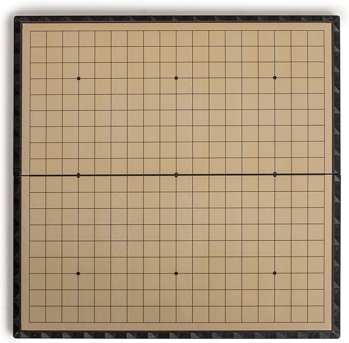 Yellow Mountain Imports Large Magnetic 19x19 Go Game Set Board (14.6-Inch) with Single Convex Stones - Folding, Portable, and Travel Ready Set