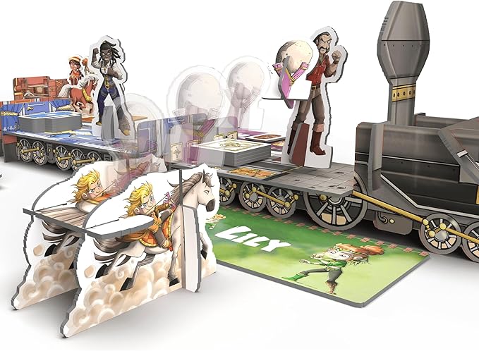 Ludonate: Kids Express - Cooperative Board Game, 3D Train, Flick Projectiles to Hit Bandits, Kids Version of Colt Express, Age 5+, 1-4 Players, 15 Min