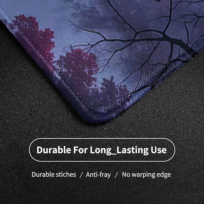 MTG Playmat- Stitched Edges Forest TCG Playmat-Non-Slip Landscape Play Mat Smooth Surface Rubber Base Board Game Mousepad 24x14 inches for Trading Card Game Playing with Storage Bags