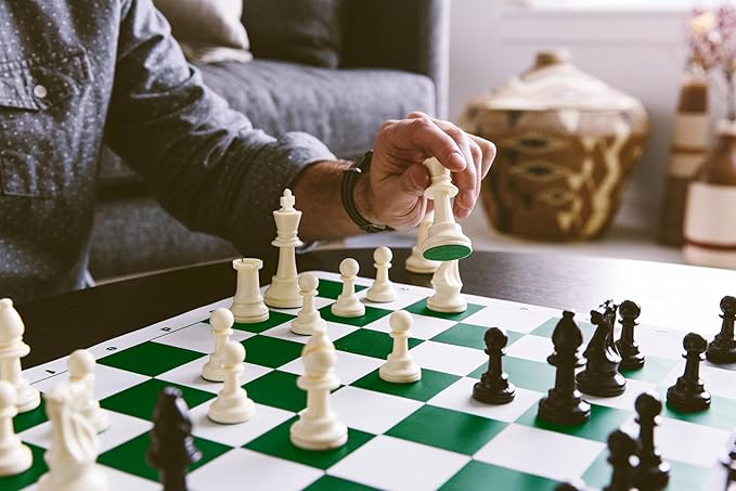 20 Inch Patented Chess Board - Foldable & Reversible Tournament Regulation Size Silicone Mat - Spill-Proof, Stain-Resistant, Roll-Up Travel Double-Sided Board for Adults and Kids - Portable & Durable.