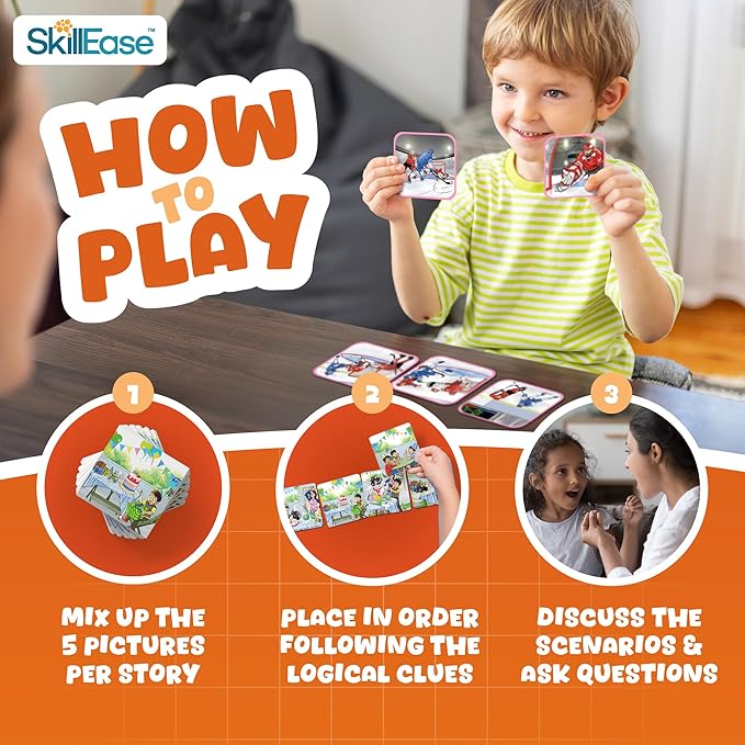 Story Cues 2- Sequencing Cards, Speech Therapy Materials, Social Skills Game, English Language Learners, Storytelling, Sentence Building