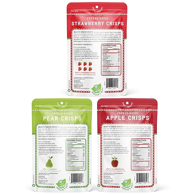 Nature’s Turn Freeze-Dried Fruit Snacks, Snack Size Variety, Pack of 15 (0.35 oz Each)