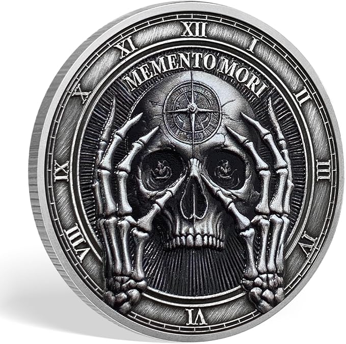 Memento Mori Coin Momento Mori Coin Skull Coin Stoic Gifts Memento Mori Calendar Living Memento Mori Amor Fati Coin (Facepalm Skull)