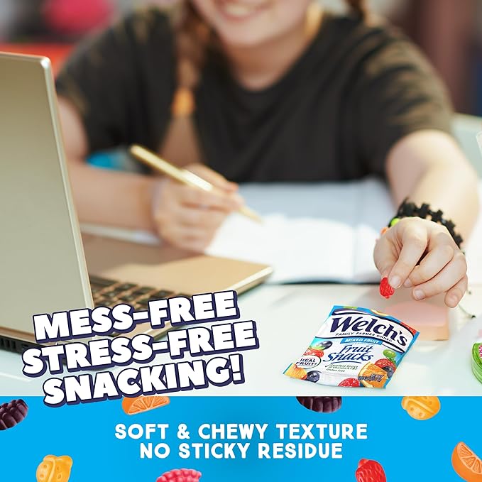 Welch's Fruit Snacks, Mixed Fruit & Summer Fruits Variety Pack, Great for School Lunches, Bulk Pack, Individual Single Serve Bags, 0.8 oz (Pack of 60)