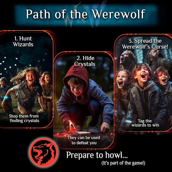 Wizards & Werewolves: A Magical Hide and Seek Game | 4-10 Players | Outdoor Games for Kids 8-12+ | Camping Games for Kids | Glow in The Dark Yard Games for Kids and Adults | “A Howling Good Time!”