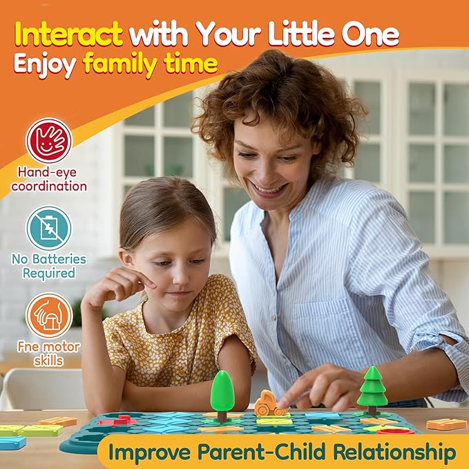 Kids Toys STEM Board Games - Logic Road Builder Brain Teasers Puzzles for 4 5 6 7 Year Old Boys Girls, Educational Montessori Birthday Gifts for Ages 4-8 Preschool Classroom Learning (41 PCS)