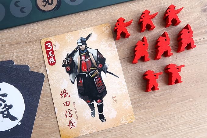 Joraku Deluxe — by Moaideas Game Design | Strategy and Tactics in Feudal Japan | Includes 40 Wooden Samurai Meeples | Trick-Taking Meets Area Control | 2-4 Players | 20-40 Minutes