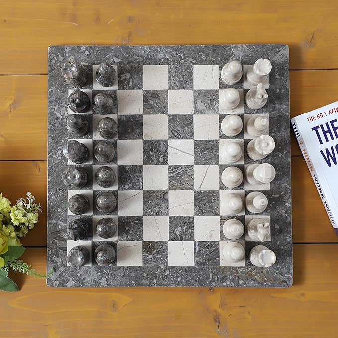 Handmade Marble Chess Set - Oceanic & Virona (12 x 12 Inches) - Chess Sets for Adults - Premium Quality Chess Boards - Fancy Chess Boards