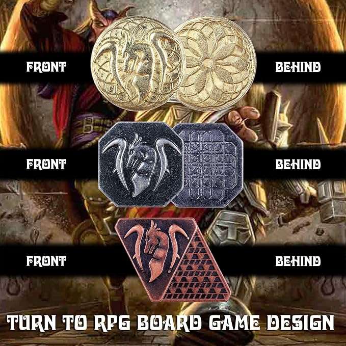 Byhoo 120 PCS Metal Coins Gold, Silver and Copper Come, Fake Coins for DND, Fantasy Coins for Games Tokens, RPG Games Accessories for Board Games Dungeons and Dragons