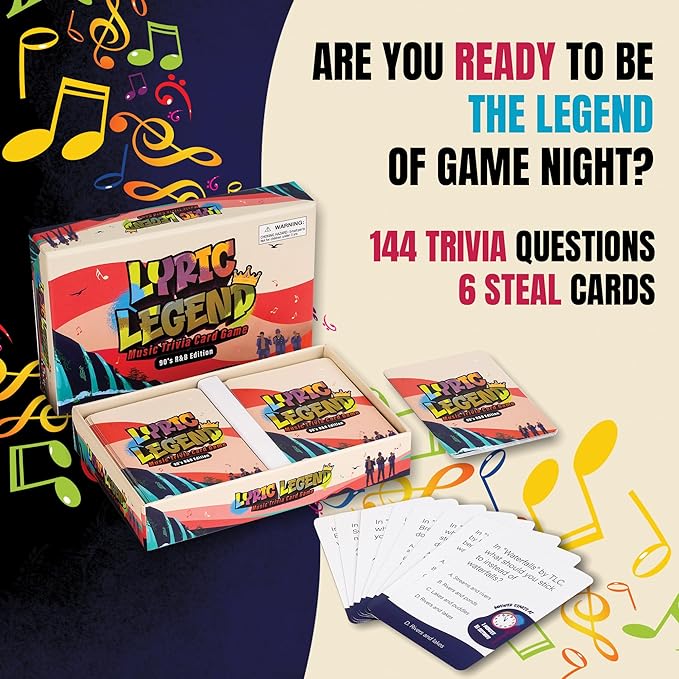Lyric Legend 90's R&B - Finish The Lyrics Game with Trivia to Argue for The Correct Songs. Great for Gifts, Game Night, and Groups. 144 Songs and a Playlist, You'll Sing Along and Quiz Your Friends!