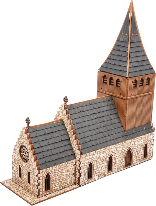 Chapel Medieval Church DIY Wooden Building Kit -308PCS; 8hrs Assembly time; Age Group 14+ - Realistic