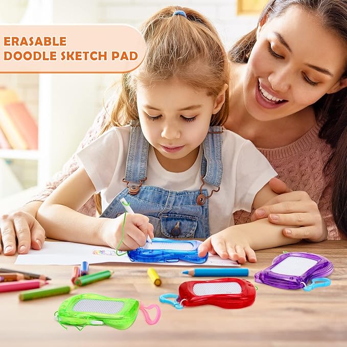 Chinco 24 Pieces Kids Mini Magnetic Drawing Board for Backpack Keychain Clip Erasable Mini Doodle Boards Toys for Party Colorful Writing Sketch Painting Pad Set Classroom Reward Supplies(Classic)