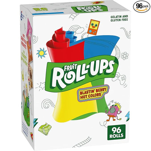 Betty Crocker Fruit Roll Ups, Blastin' Berry Hot Colors, 0.5 Oz, 96 Count