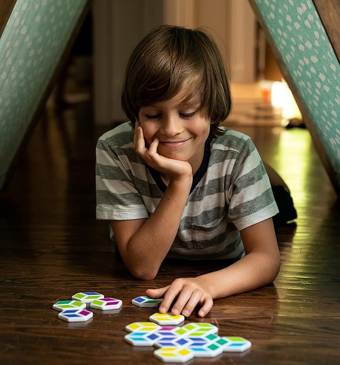 Mobi Stello Color Matching Game - Family Friendly Tile Matching Game, Colorful Plastic Tiles Learning Activities for Ages 5 and Up, 48 Tiles and More Than 5 Ways to Play for 1-4 Players