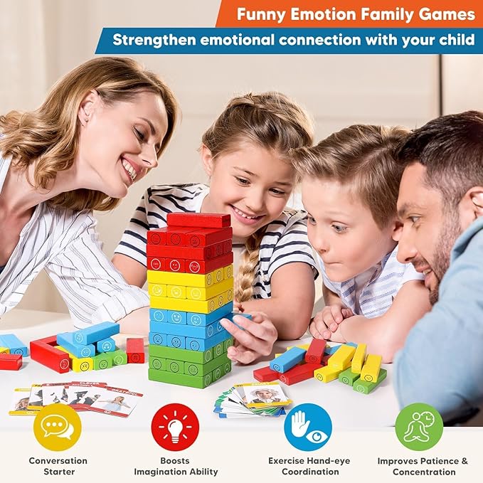 Garybank Emotion Tower Social Emotional Learning Activities for Kids, Sel Feelings Games W/56 Emotion Cards, Play Therapy Social Skills Board Game for Kid Age 6+, School Counselors Gifts