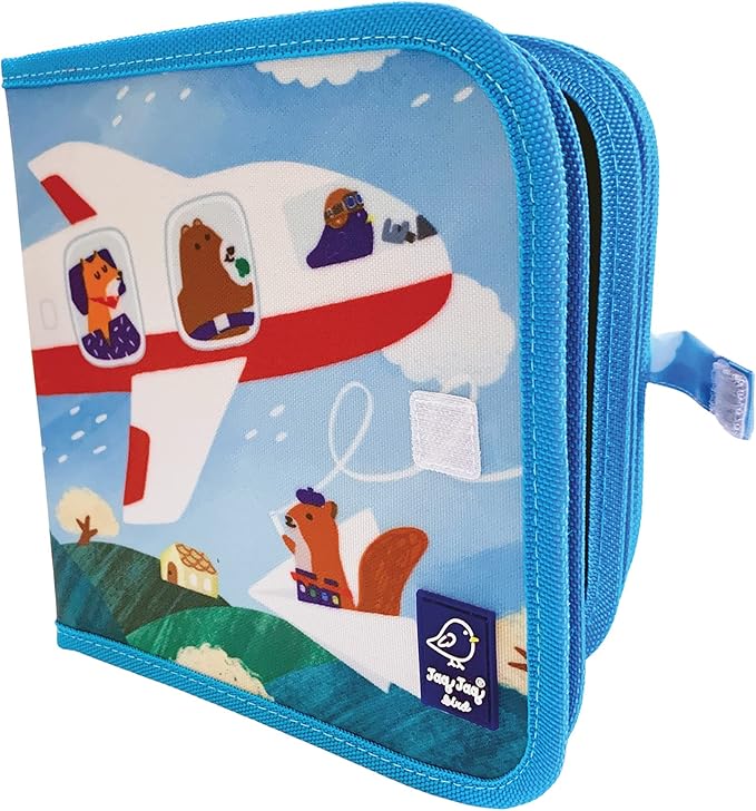 JJB & Friends Airplanes Doodle It and Go Activity Book | Erasable and Reusable Chalk Board Book | for Drawing and Creative Play | Portable & Mess-Free | Includes Dust-Free Chalk