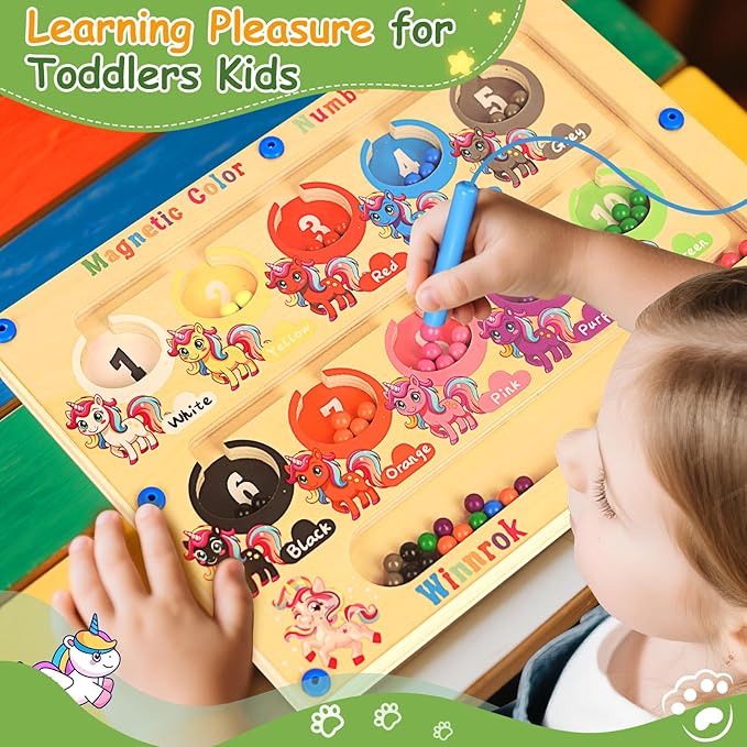 2 in 1 Double Side Magnetic Color and Number Maze, Magnetic Alphabet Board Aged 1-3 Toys, Montessori Magnet Puzzle Learning Counting Matching Gifts for Toddlers Kids Girls Boys 3 4 5 3-5 Year Old