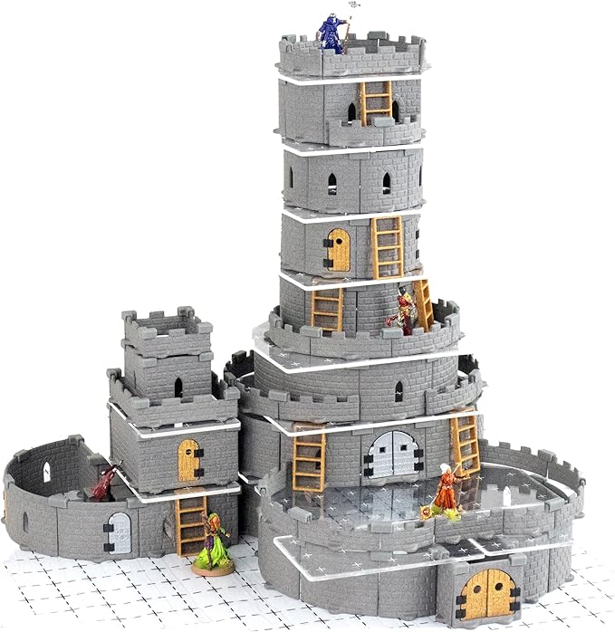Modular Castle System: Tabletop & RPG Terrain Game Set for Dungeons & Dragons, Pathfinder, Castles & Crusades, 13th Age, Runequest, Asunder, Zombicide, and More! - Wizard Set (400+ Pieces)