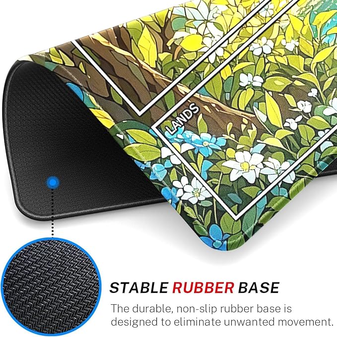 MTG Playmat- Stitched Edges Forest TCG Playmat-Non-Slip Landscape Play Mat Smooth Surface Rubber Base Board Game Mousepad 24x14 inches for Trading Card Game Playing with Storage Bags