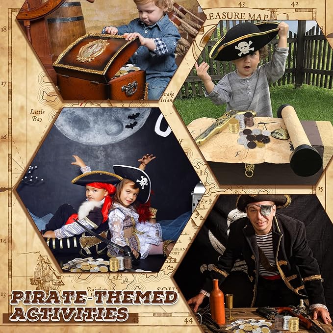 Hanaive 100 Pcs Metal Pirate Coins Treasure Chest Spanish Doubloon Fake Coins Tokens for Kids Board Games Pirate Party Cosplay (Classic Style)