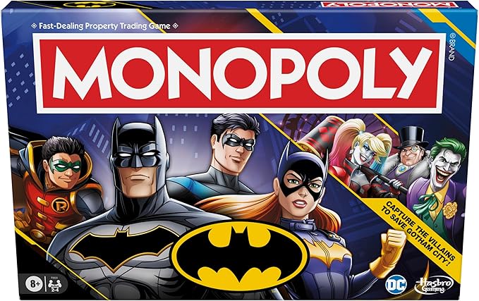 Monopoly Batman Edition Board Game | Monopoly Game for Batman Fans | Ages 8 and Up | 2 to 4 Players | Family Games | Strategy Games for Kids and Adults (Amazon Exclusive)