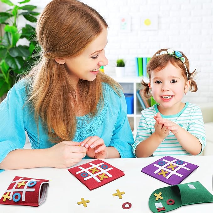 48 PCS Tic Tac Toe Board Game,Foam Tic-Tac-Toe Mini Board Game for Kids Family Classic Educational Toys Indoor Party Game Birthday Party 5"x5"