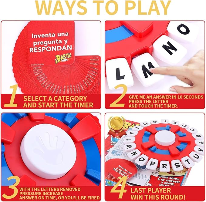 Basta Juego De Mesa Español | Latin Spanish Word Game for Family Nights & Parties | Fast-Paced Learning Board Game with Timer Challenge | Educational Vocabulary Builder for Kids & Adults (Ages 8+)