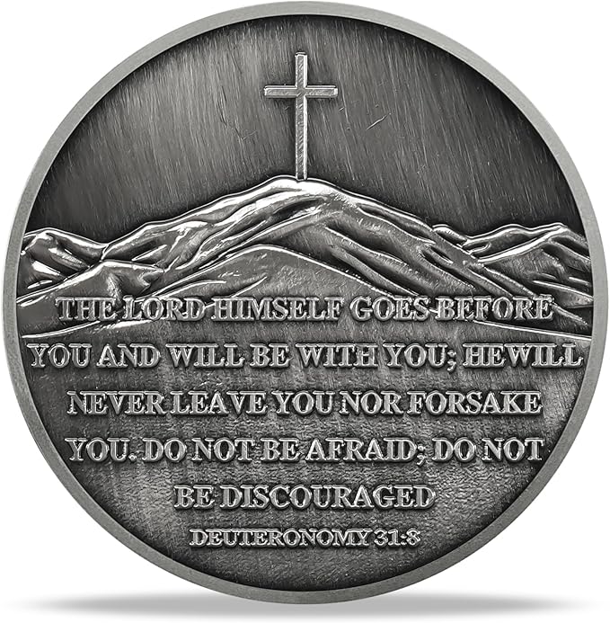 Mountain Trail Footprints Religious Coin Inspirational Bible Verse Medallion Faith-Based Gifts for Spiritual Encouragement for Men & Women