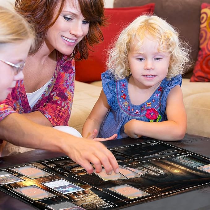 Playmat with Zones for MTG Card Game Playing, 24"x14" Commander Deck Gaming Desk Duel Mat for Beginner, Medieval Tavern