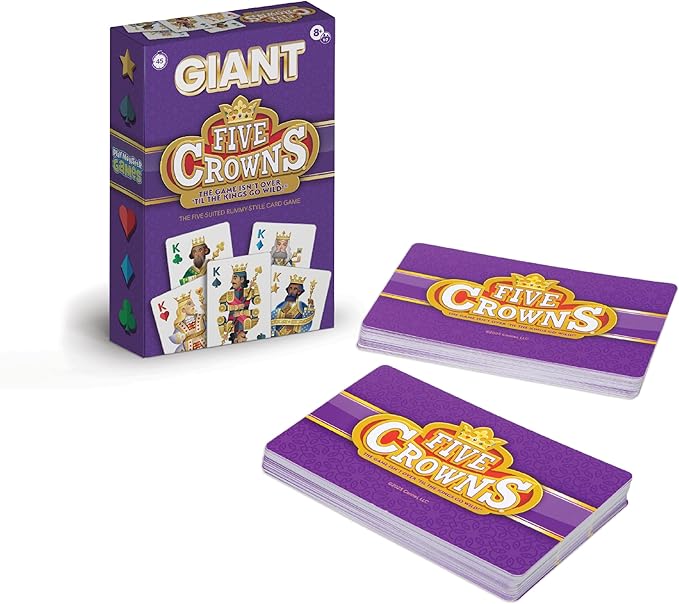 Five Crowns Giant Card Games – Jumbo Playing Cards, Card Game for Kids and Adults, Family Game Night, 5 Suited Rummy Style Card Game, Ages 8+