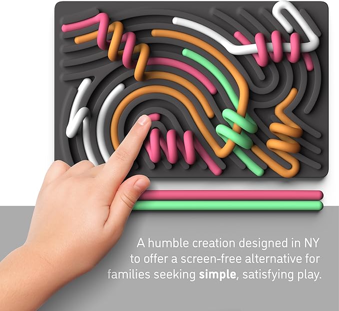 Sensory Activity Board: Silicone Fidget Toy for Calming, Stress, Anxiety, ADHD & Autism | Silent, No Mess | Kids 3+ & Adults | Includes Portable Travel Bag & 11 Strings (Granite)