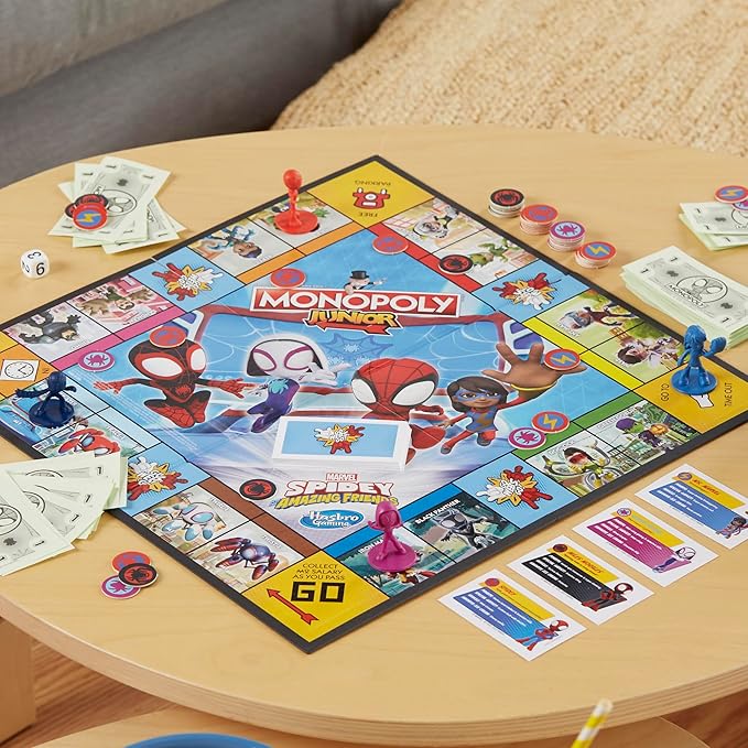 Monopoly Junior: Marvel Spidey and His Amazing Friends Edition Board Game for Kids Ages 5+, with Artwork from The Animated Series, Kids Board Games (Amazon Exclusive)