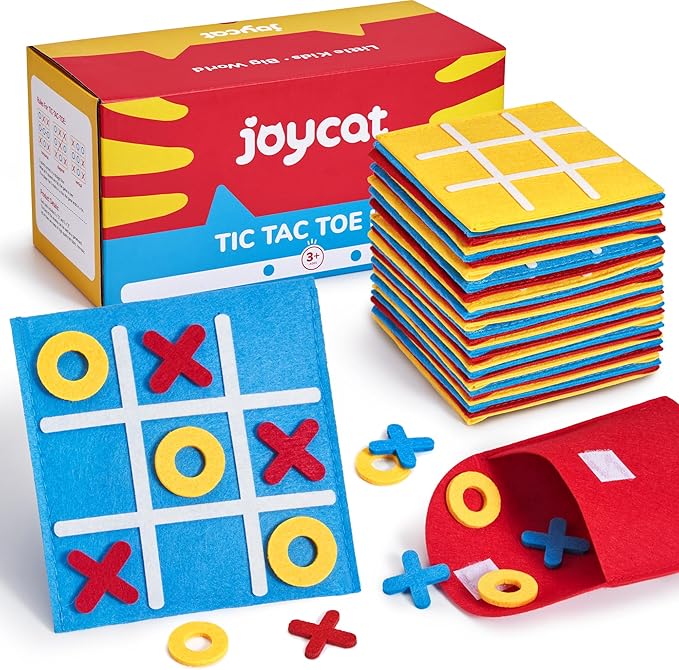JoyCat Tic Tac Toe Strategic Board Game for Kids and Family,Birthday Party Favors,Classic Educational Toys for Goodie Bag Stuffers,Gifts for Students with Envelope,Easy to Store(Bulk Pack of 30)