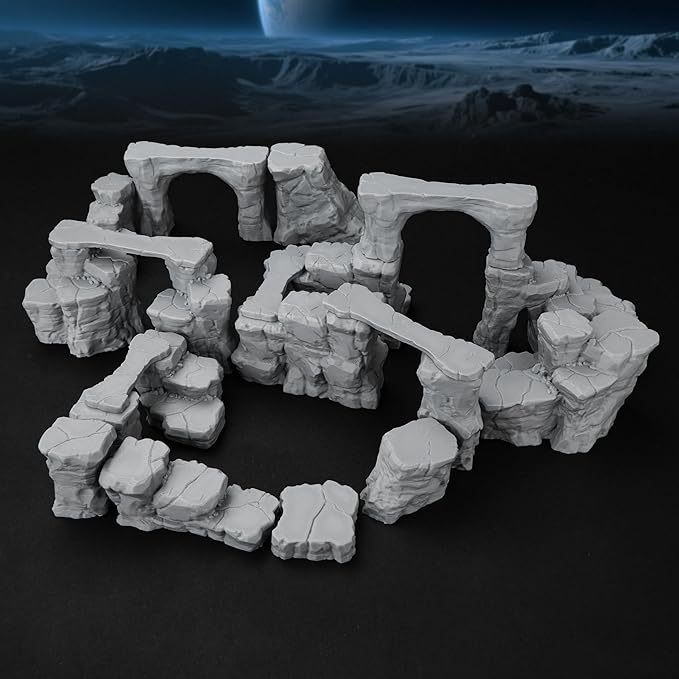 RPG Terrain AF693 The Pit Canyon Scene for DND Campaigns – The Pit Canyon Modular Scenery Set with Rock Bridges, TTRPG Structures, Map Accessories for 28–32mm Characters, Wargame and Roleplay Ready