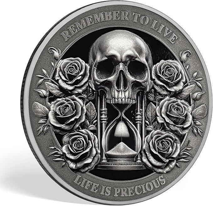 Memento Mori Coin Momento Mori Coin Skull Coin Stoic Gifts Memento Mori Calendar Living Memento Mori Amor Fati Coin (Memento Mori Coin - 1)