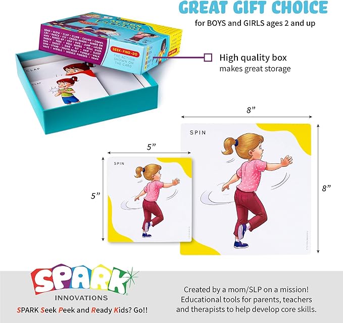 Action Kids Floor Game, Memory Matching Card Game, Toddler Movement Card Games, Interactive Game for Kids, Seek and Find Action Verb Cards Educational Toys