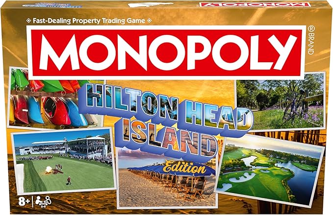 Monopoly Board Game – Hilton Head, SC Edition: 2-6 Players Family Board Games for Kids and Adults, Board Games for Kids 8 and Up, Great for Game Night