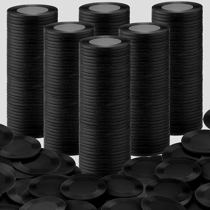 Coopay 1000 Pieces Plastic Poker Chips, Bingo Chips Bulk Learning Counters Disks Poker Card Game, Counting Markers for Math Practice, Game Tokens and Teaching Rewards, 25 mm/ 1 Inch (Black)