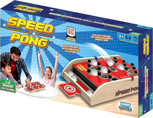 Speed Pong - Ball Bouncing Table Top Game for All Ages, Wooden 2-Player Challenge Game, Fun for Kids & Adults, Perfect for Parties & Family Gatherings